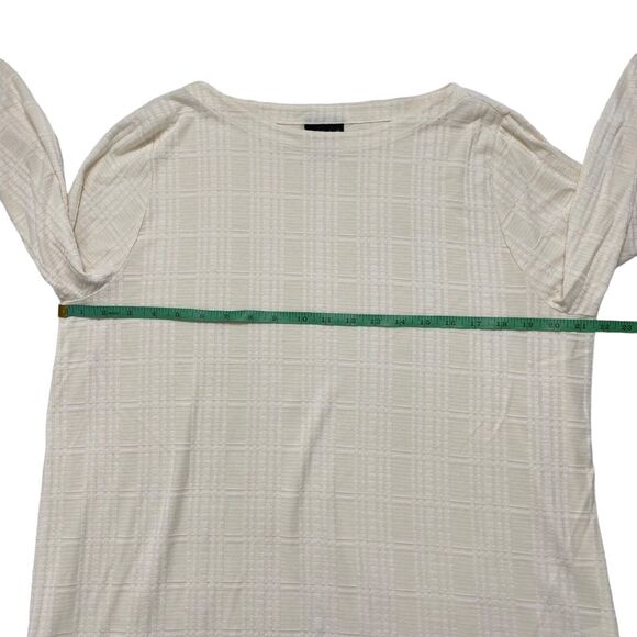 J.JILL Wearever Windowpane Cream Plaid Rayon Jersey 3/4 Sleeve Tunic Large - Picture 9 of 12